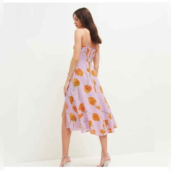Reformation Juliette Dress Luciana Purple Orange Floral Size 8 - Picture 4 of 16